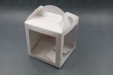 картинка Коробка с окном 180х180х180мм под кулич моноблок, белая (КУ-395, СЦ) Мир упаковки