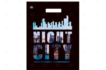 картинка Пакет с вырубной ручкой 45*34см 30мк Сити найт 50шт Мир упаковки
