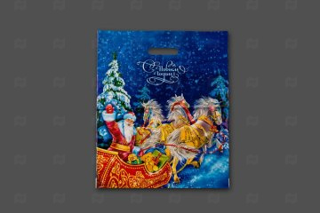 картинка Пакет с вырубной ручкой 40*47см 45мк Сани НГ 50шт Мир упаковки