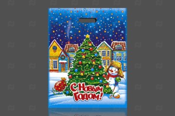 картинка Пакет с вырубной ручкой 40*50см 75мк Снежный патруль НГ 50шт Мир упаковки