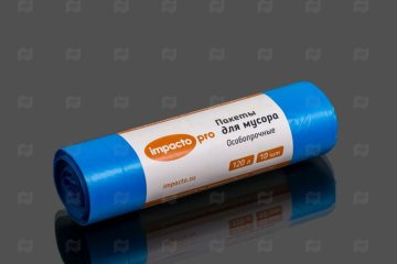 картинка Пакеты д/мусора ПНД 120л 340+330*1050мм 16мкр синий 10шт Impacto home Мир упаковки