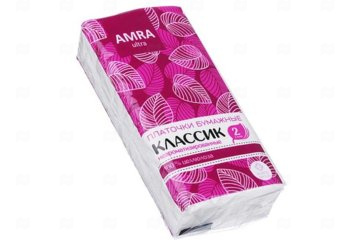 картинка Платочки бумажные 2сл белые 10шт Amra Классик Мир упаковки