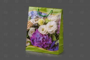 картинка Сумочка картон 32х40х12 (12шт) вертикальная ассорти ЦВЕТЫ Цветы волнистая форма/ВЫВОД Мир упаковки