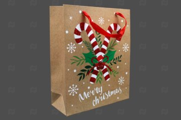 картинка Пакет ламинированный 32*26*10см Рождество на крафте НГ SCW748-ABCD  Мир упаковки