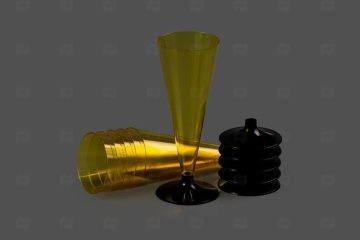 картинка Фужер конус 150/180мл (6шт) "Sinior Banketto"желтый черная ножка Мир упаковки