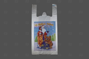 картинка Пакет майка ПВД 28+14*56см Мишка НГ Мир упаковки