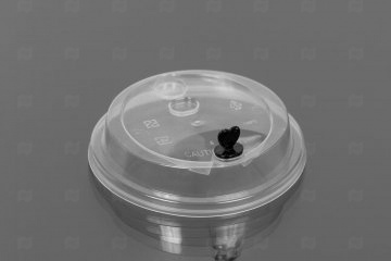 картинка Крышка РР с пробкой (комплект) черной к стакану 0,3-0,4л/12-16oz, d-90мм прозрачная  (1000 шт.) Мир упаковки