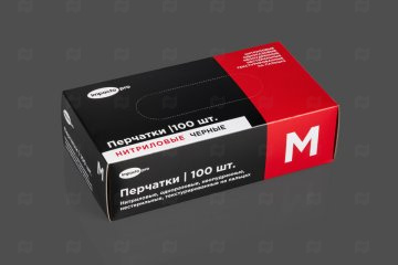 картинка Перчатки нитриловые черные M 100шт Impacto pro Мир упаковки