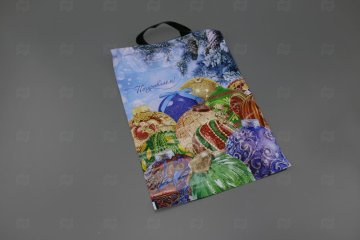 картинка Пакет с петлевой ручкой ПВД 30*40см 60мк Праздничные шары НГ Мир упаковки