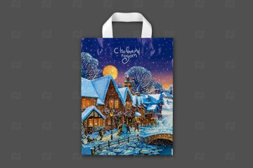 картинка Пакет с петлевой ручкой 28*35см 55мк Зимушка НГ 25шт Мир упаковки