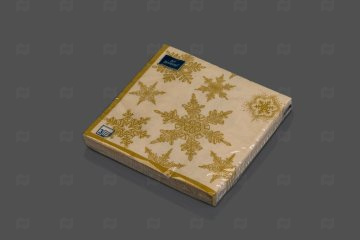 картинка Салфетки бумажные НГ 24*24см 3сл Снегопад Золото 25шт Bouquet De Luxe Мир упаковки