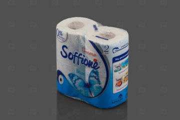 картинка Бумага туалетная 2сл голубая 4рул Soffione Decor Blue растворимая втулка Мир упаковки