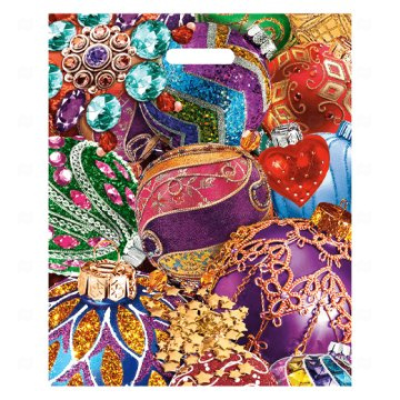 картинка Пакет с вырубной ручкой 38*47см 60мк Изобилие шаров НГ 25шт Мир упаковки