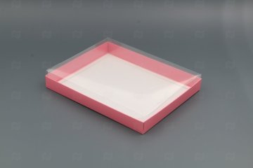 картинка Коробка бум с пластиковой крышкой 260*210*30мм розовый Мир упаковки