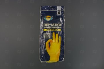 картинка Перчатки хоз латексные с хлоп напылением желтые S 2шт AVIORA  Мир упаковки