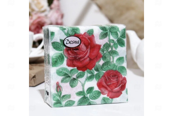 картинка Салфетки бумажные 24*24см 1сл Английская роза 40шт Design  Мир упаковки