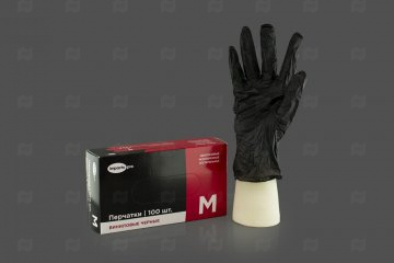 Купить Перчатки виниловые черные M (50 пар) ImpactoPro. Мир упаковки