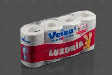 Купить Бумага туалетная "Veiro" Luxoria белая 3-сл. (8 рул.) арт. 5С38. Мир упаковки