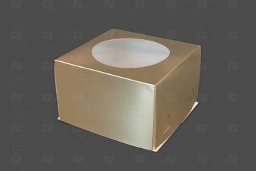 Купить Коробка для торта с окном 300х300х190мм золото (комплект 2 шт.). Мир упаковки