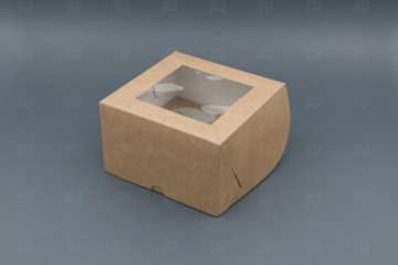 Купить Коробка для 4 капкейков с окном моноблок КРАФТ . Мир упаковки