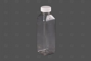 Купить Бутылка 500мл горло d-38мм (100 шт) квадратная с крышкой прозрачная (ПЭТ). Мир упаковки