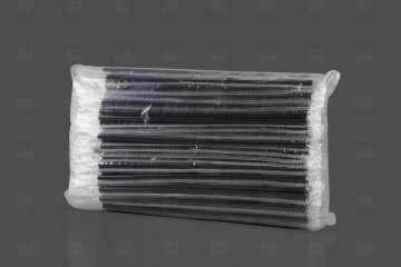 Купить Трубочки д/коктейля б/изг  (250шт) черные в инд. пп. уп. h-210 d-5мм. Мир упаковки
