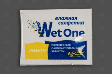 Купить Салфетка влажная в инд. упаковке "Wet One" лимон. Мир упаковки